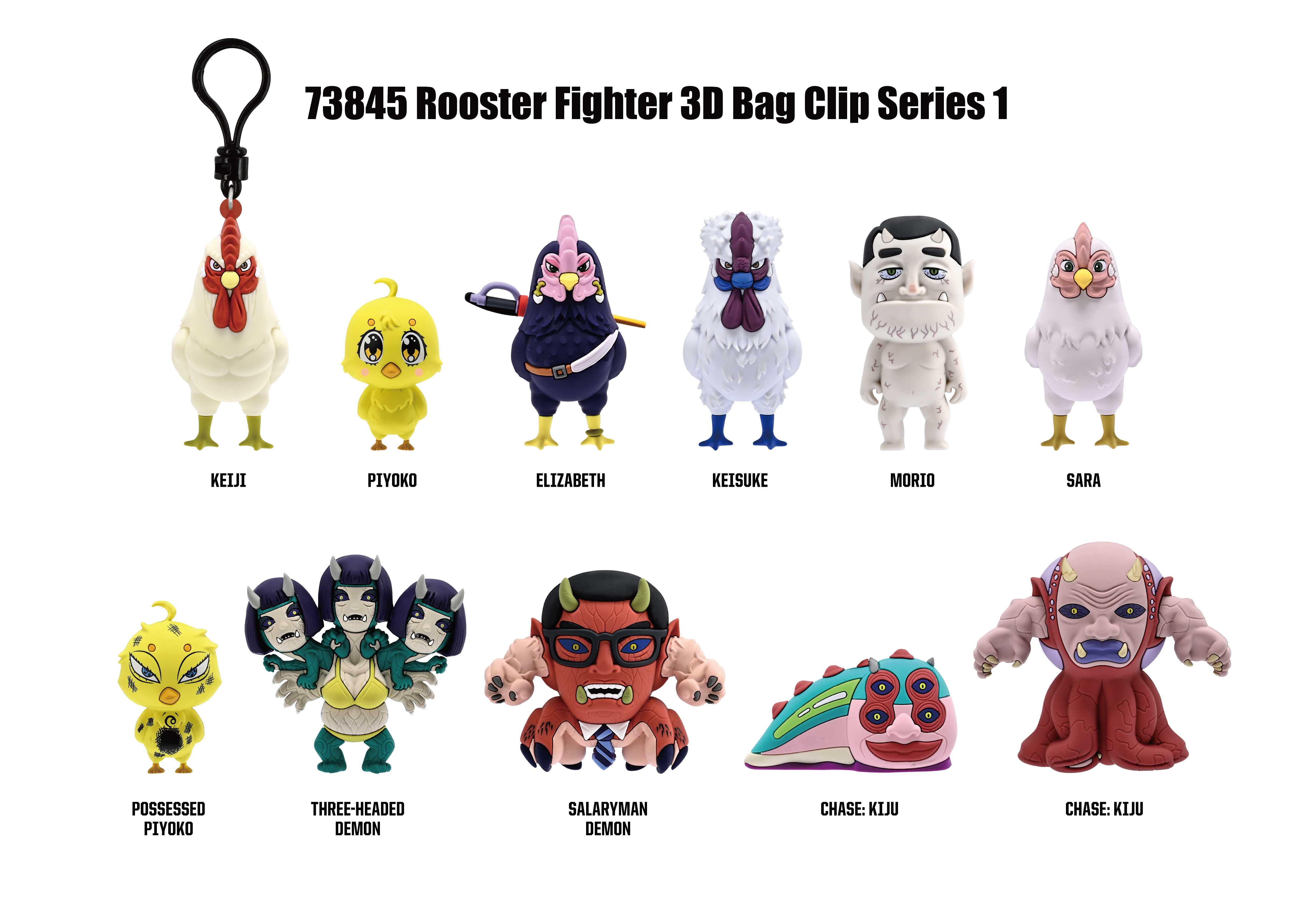 ROOSTER FIGHTER - Series 1 - 3D Foam Bag Clip (Display 24 Pcs)