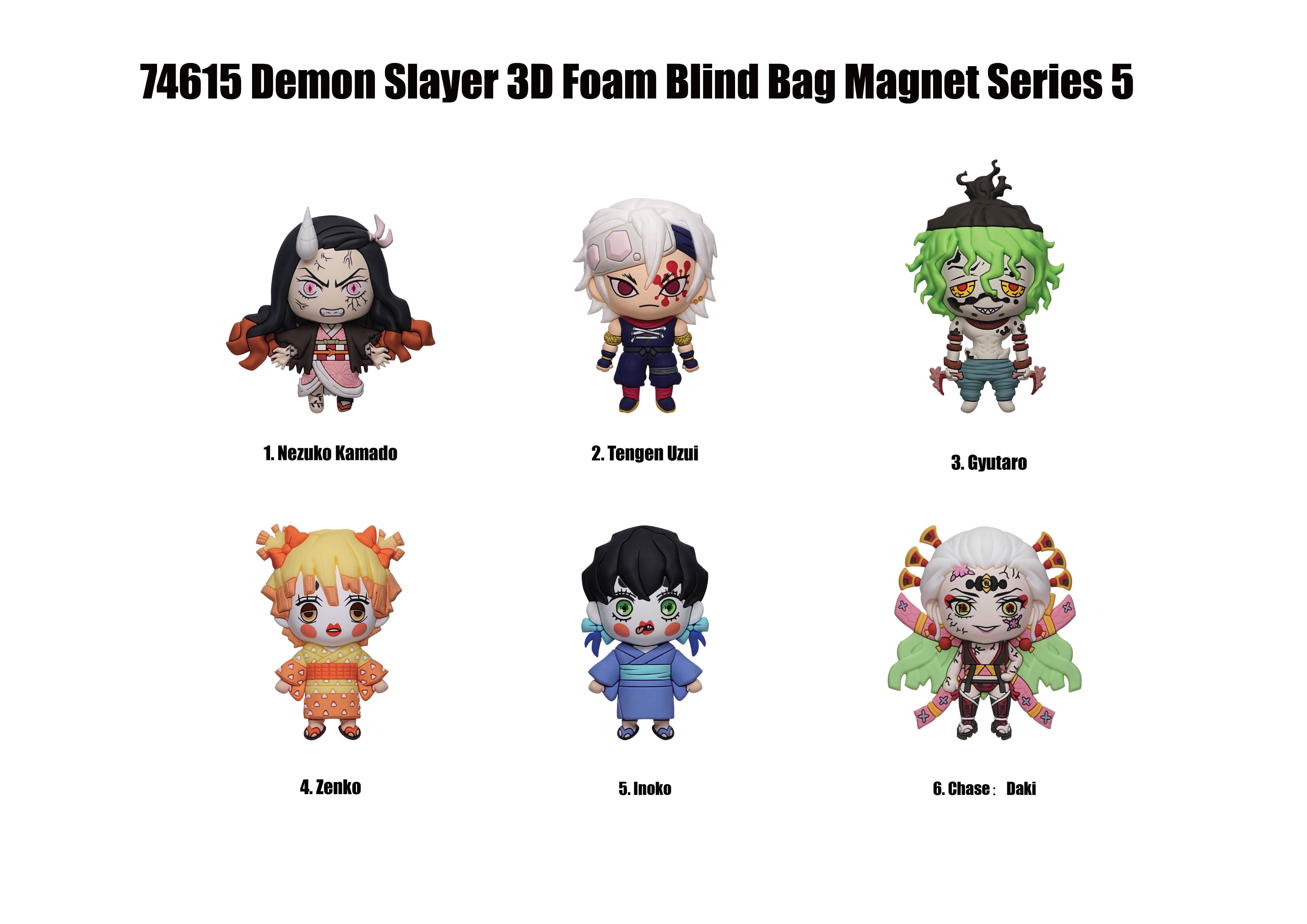 DEMON SLAYER -Series 5 -3D Foam Magnets in blind bags (Display 12 Pcs)