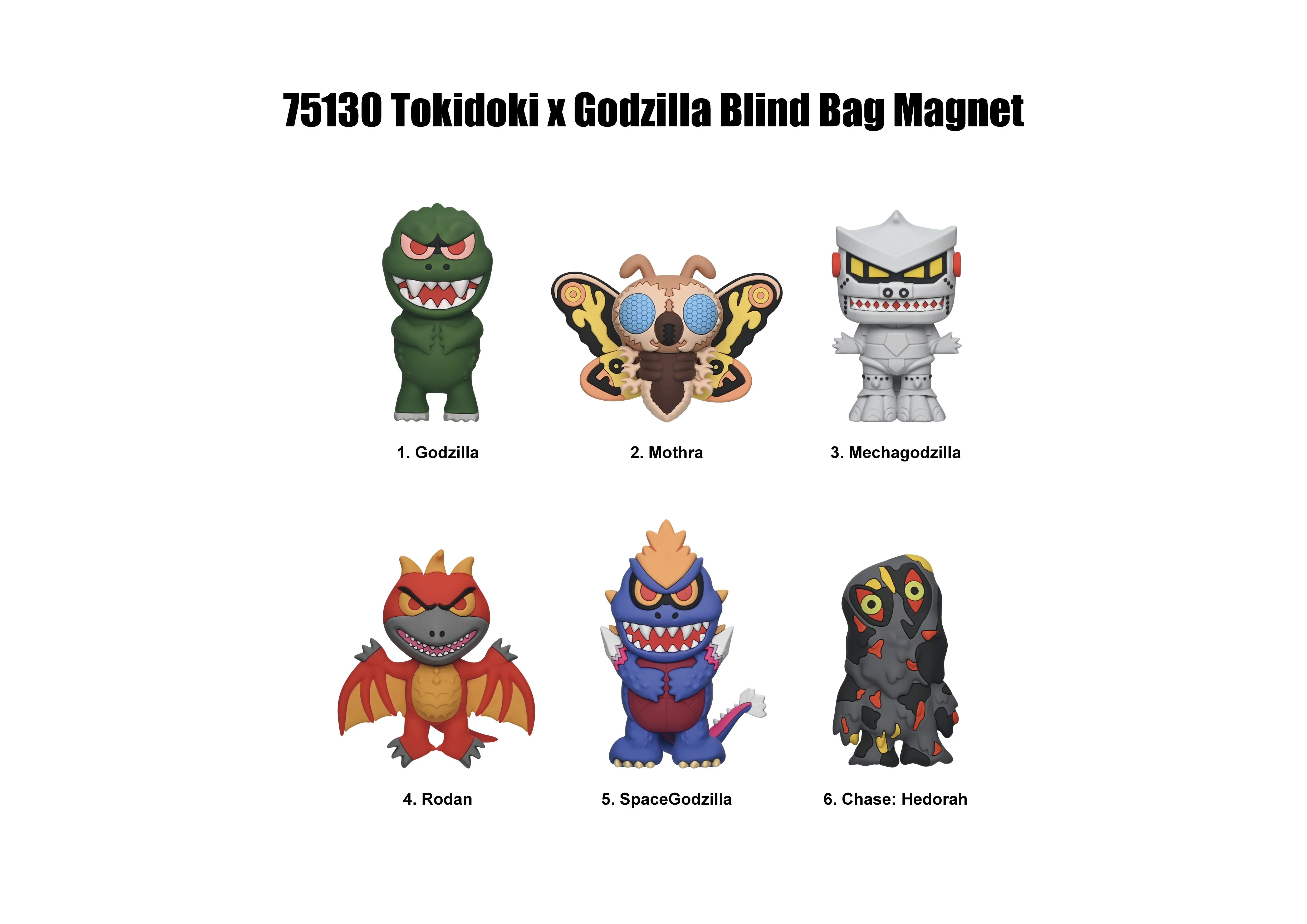 TOKIDOKI X GODZILLA- 1 -3D Foam Magnets in blind bags (Display 12 Pcs)