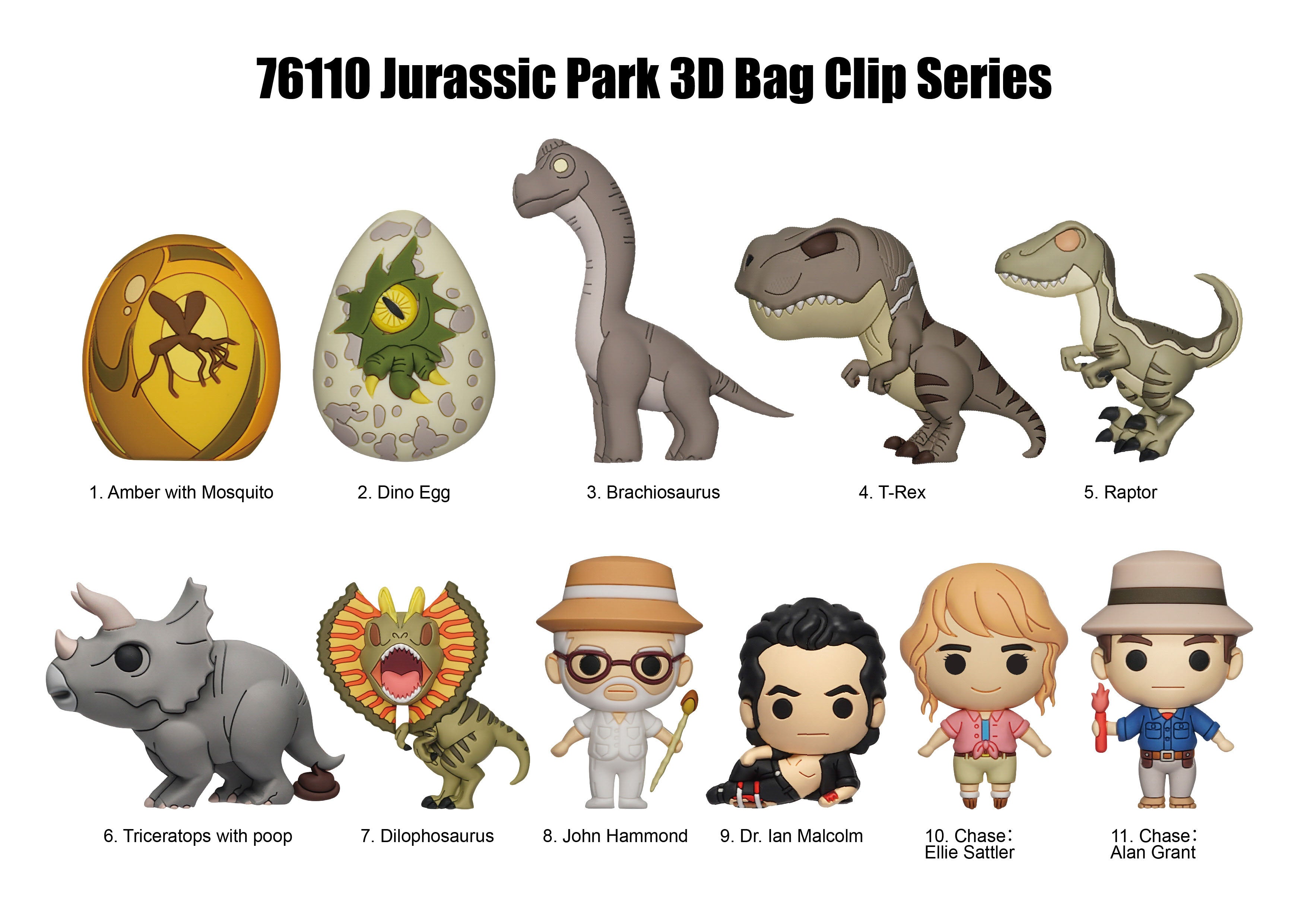 JURASSIC PARK - Series 1 - 3D Foam Bag Clip (Display 24 Pcs)