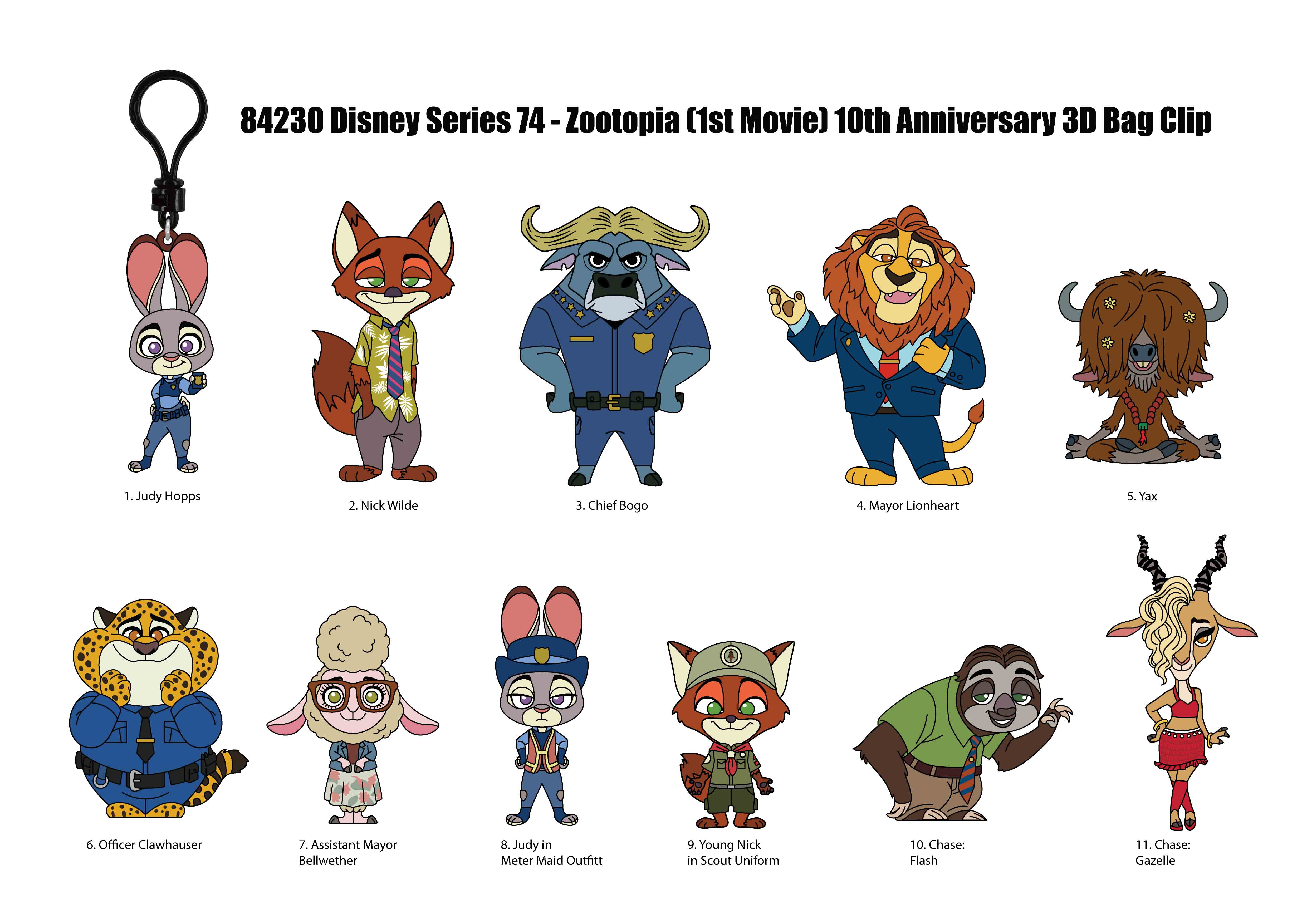 ZOOTOPIA - Series 73 - 3D Foam Bag Clip (Display 24 Pcs)