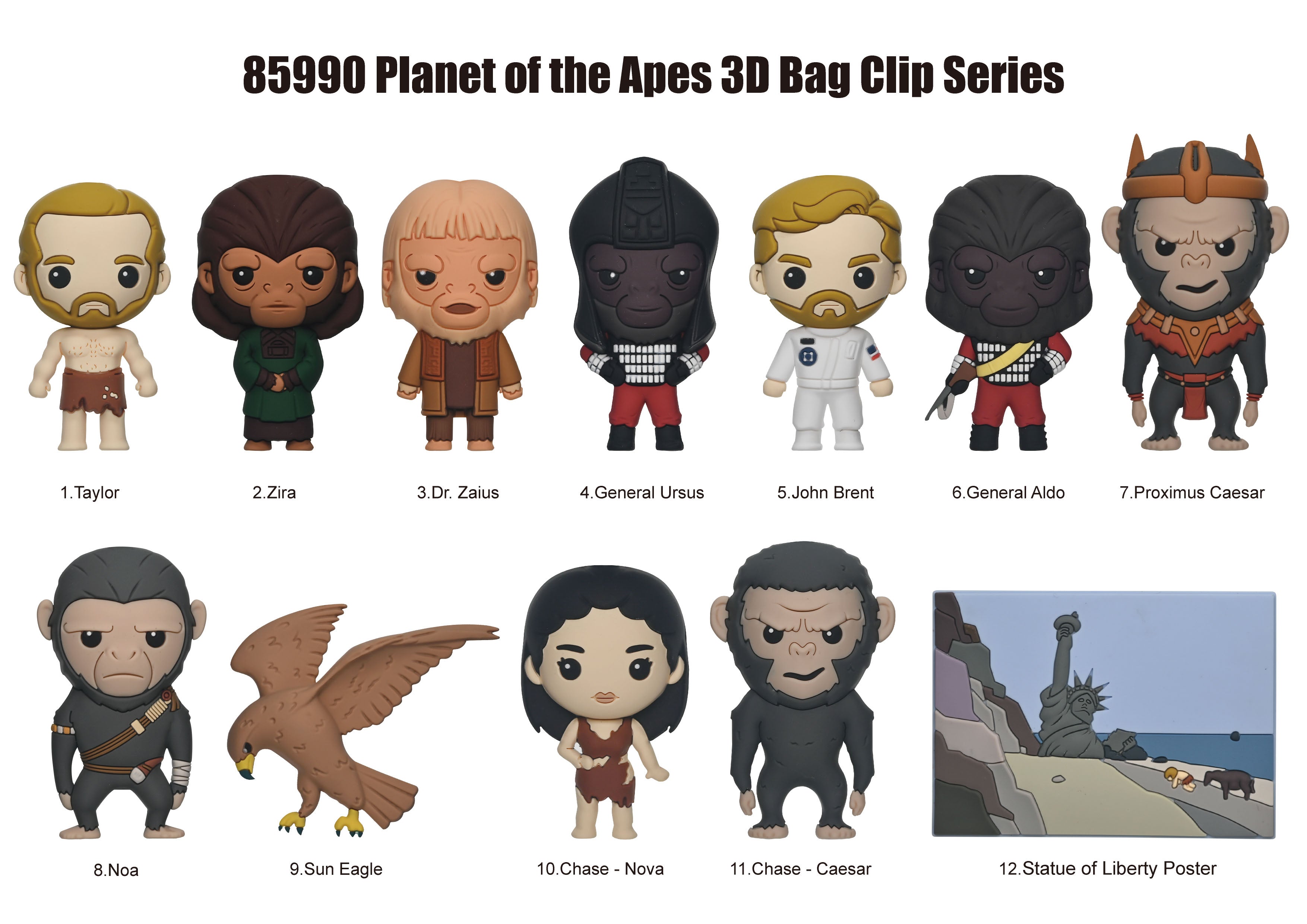 PLANET OF THE APES - Series 1 - 3D Foam Bag Clip (Display 24 Pcs)