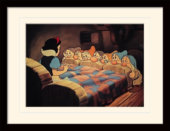 DISNEY - Mounted & Framed 30X40 Print - Snow White Bed