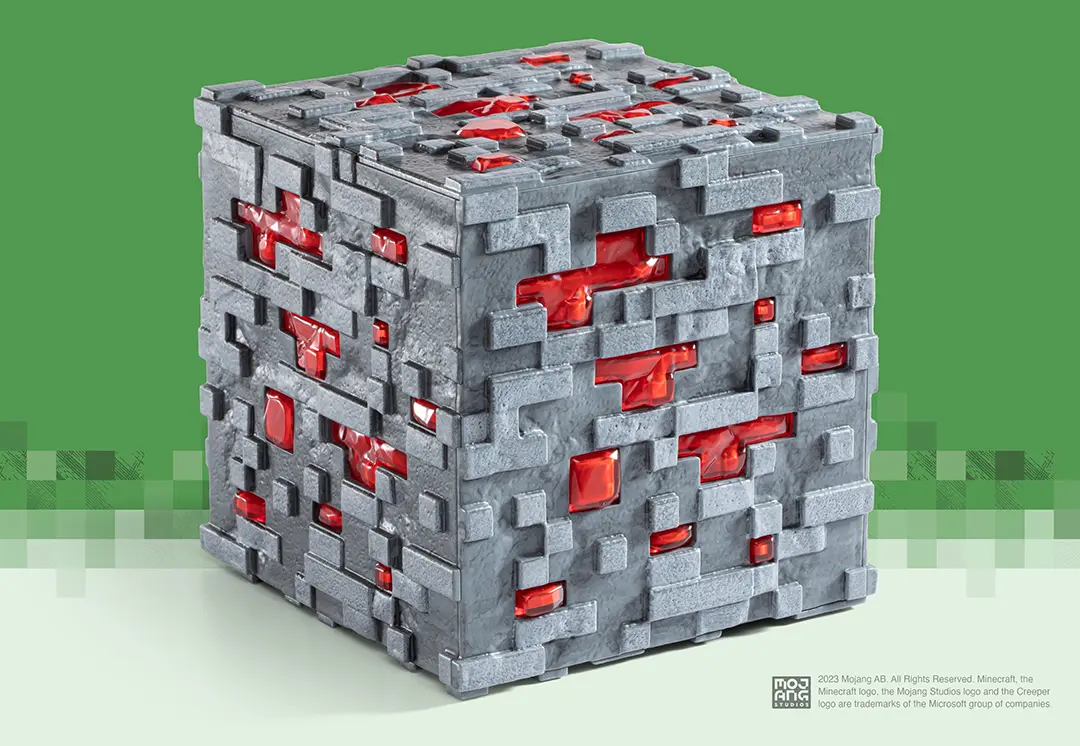 MINECRAFT - Minerai de Redstone Lumineux - Réplique Collector 10cm