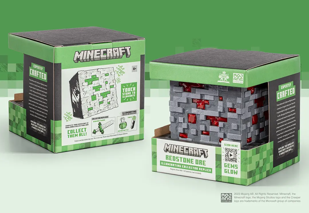 MINECRAFT - Minerai de Redstone Lumineux - Réplique Collector 10cm
