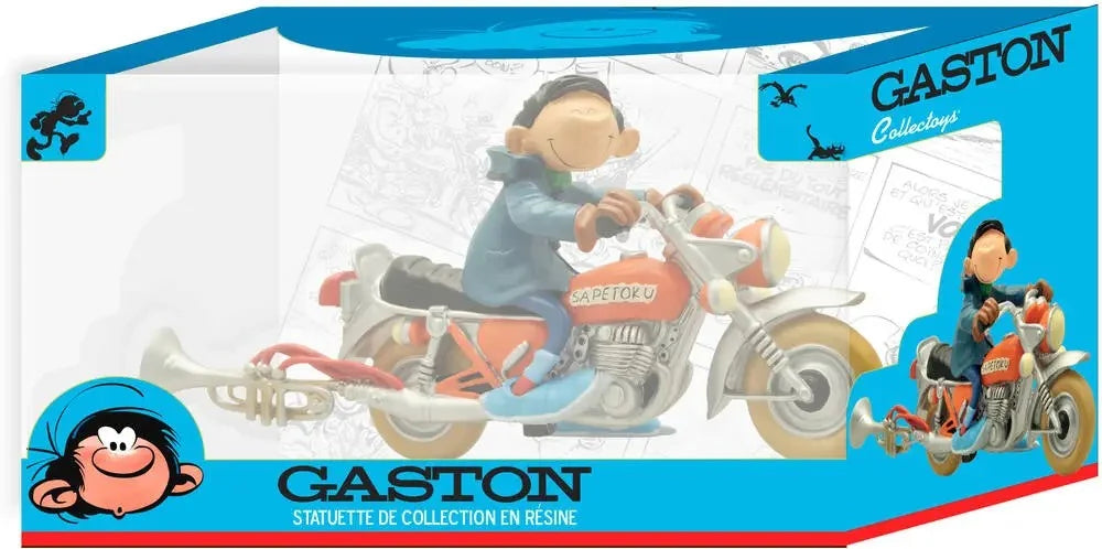 GASTON LAGAFFE - Figurine Resine - And his Sapetoku Bike - 16cm