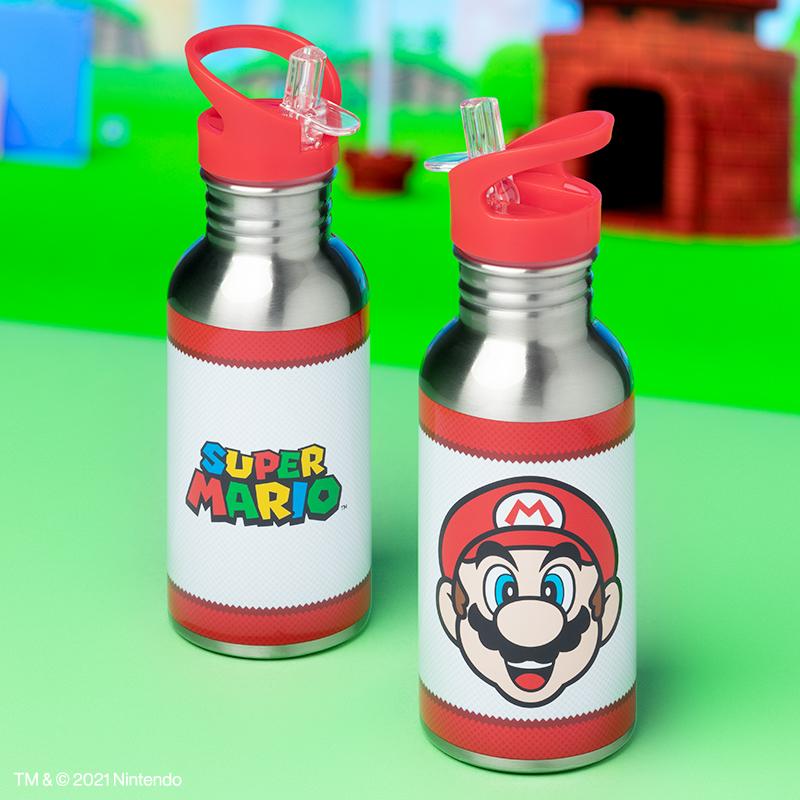 SUPER MARIO - Mario - Metal Water Bottle with Straw 480ml