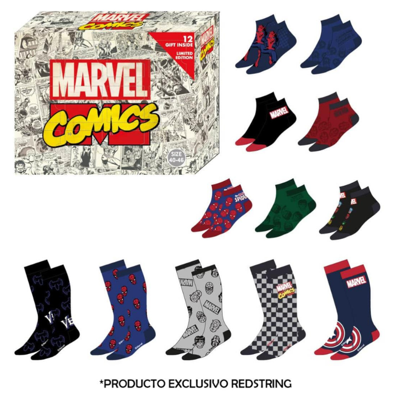 MARVEL - Comics - Gift Box - 12 Pairs of Socks (S 6,5-11)