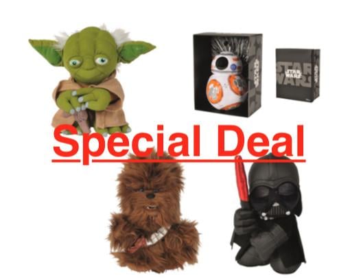 STAR WARS - Black Line Plush - Yoda + Chewee + Vader + BB8 - 25cm