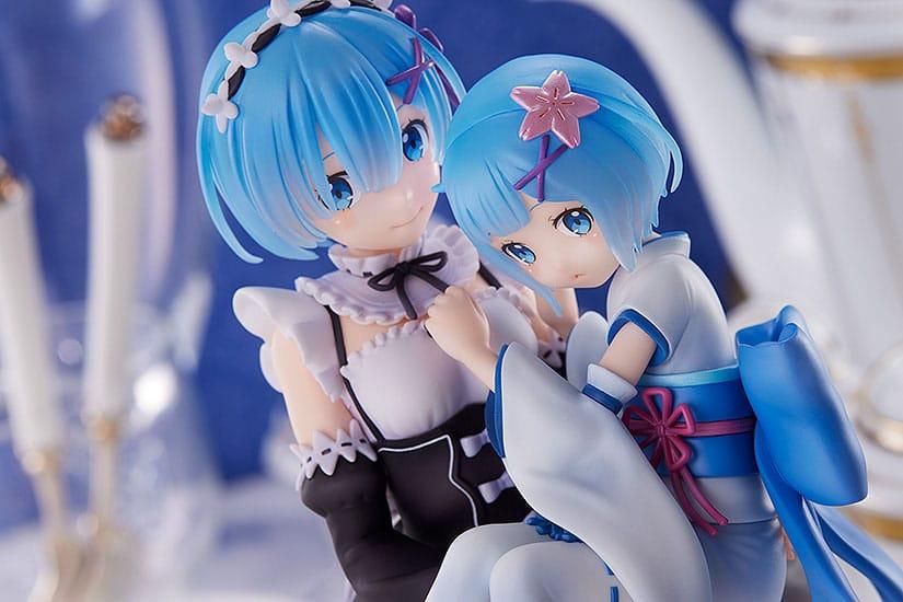 RE ZERO - Rem & Childhood Rem - Statue 23cm