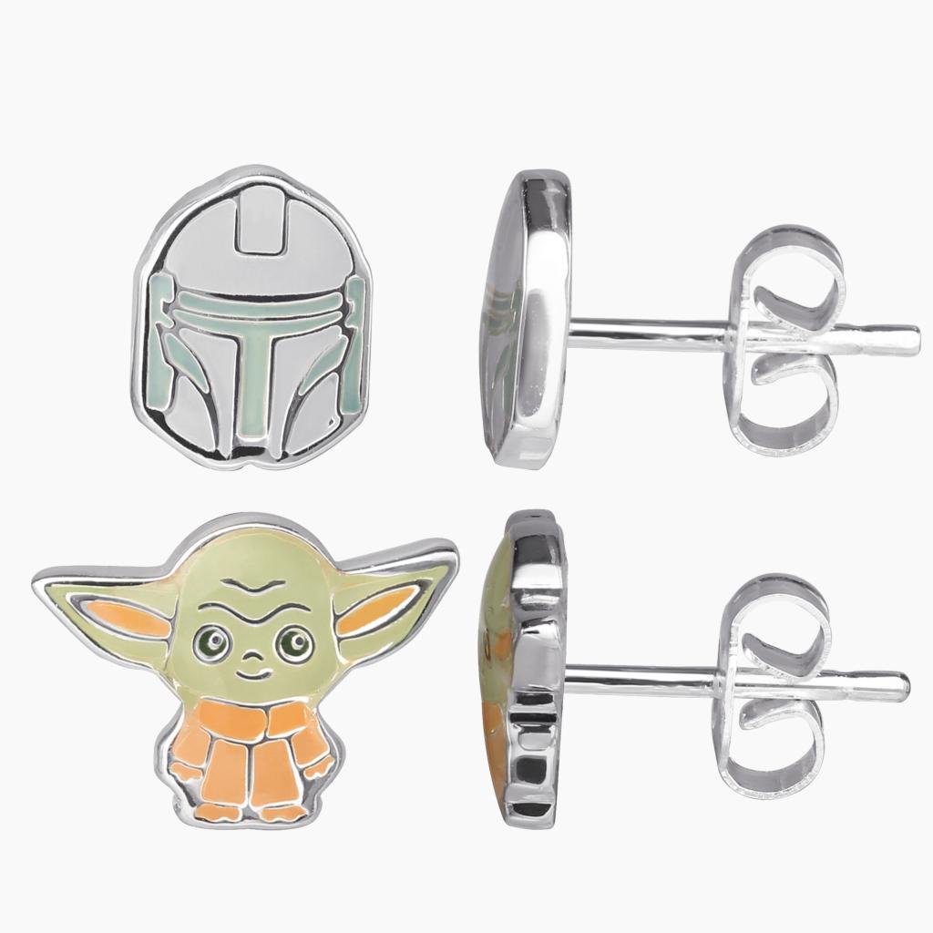 THE MANDALORIAN - 2 Pairs of Studs Earrings - Silver Plated Brass