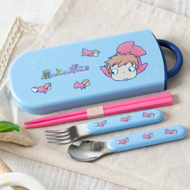 PONYO ON THE CLIFF - Ponyo - Chopstick spoon and fork set