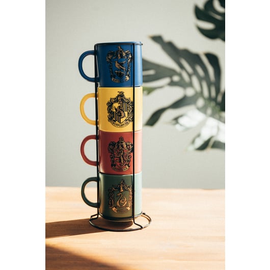 HARRY POTTER - The 4 Houses - 4 Coffee Mugs Set with stand - 10oz