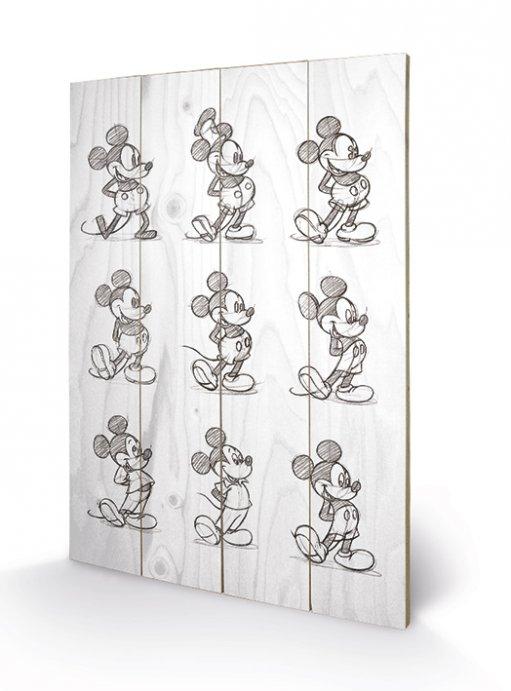 DISNEY - Printing on wood 40X59 - Mickey Mouse Multi Black / White