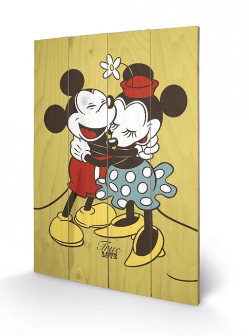 DISNEY - Printing on wood 40X59 - Mickey & Minnie Mouse True Love