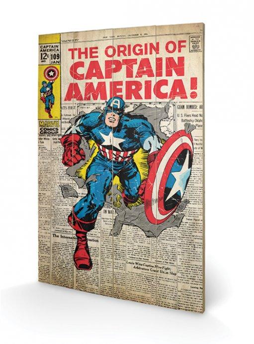 MARVEL - Printing on wood 40X59 - Captain America Origin