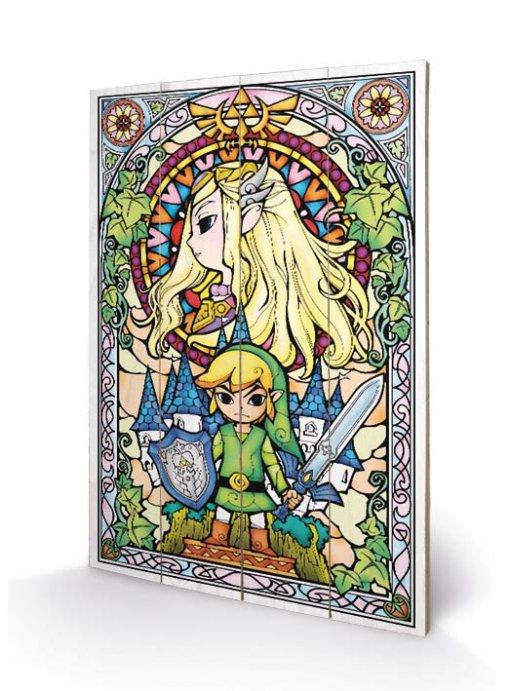 NINTENDO - Impression sur Bois 40X59 - Zelda Stained Glass REPROD