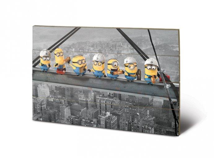 MINIONS - Impression sur Bois 40X59 - Lunch on a Skyscraper