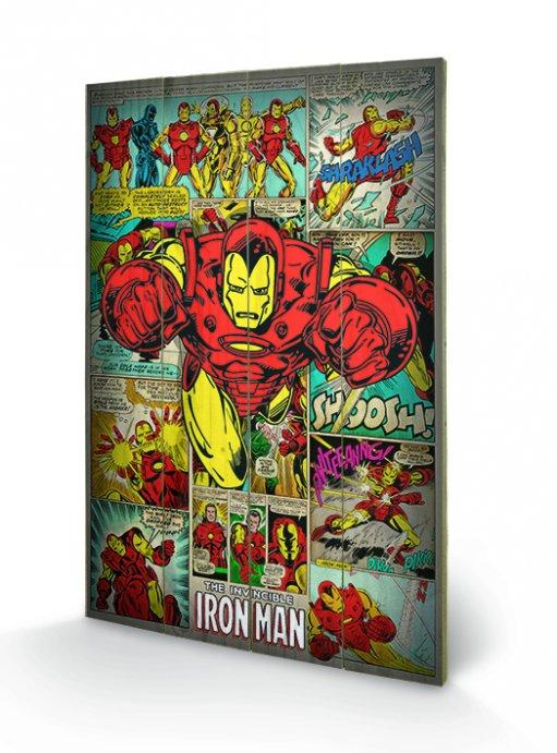 MARVEL COMICS - Impression sur Bois 40X59 - Iron Man Retro