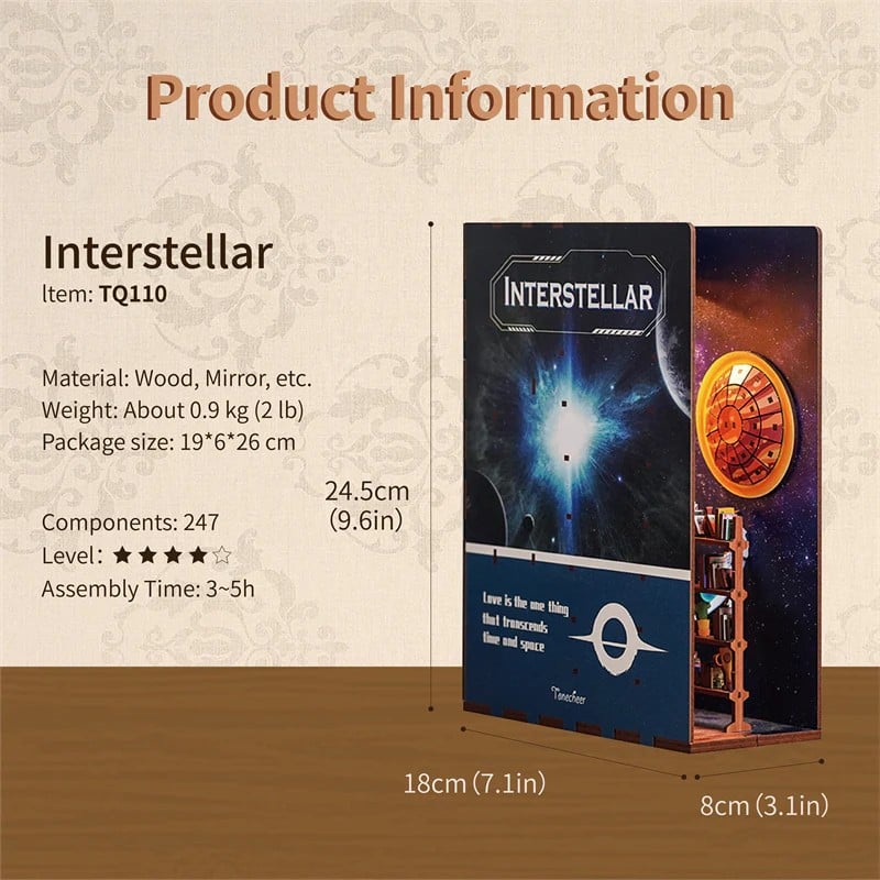 BOOK NOOK KIT - DIY- Interstellar - 247PCS + LED Light