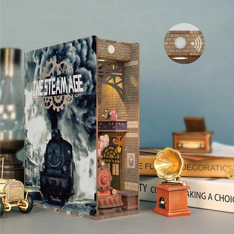 BOOK NOOK KIT - DIY- The steam age - 164pcs + LED Light
