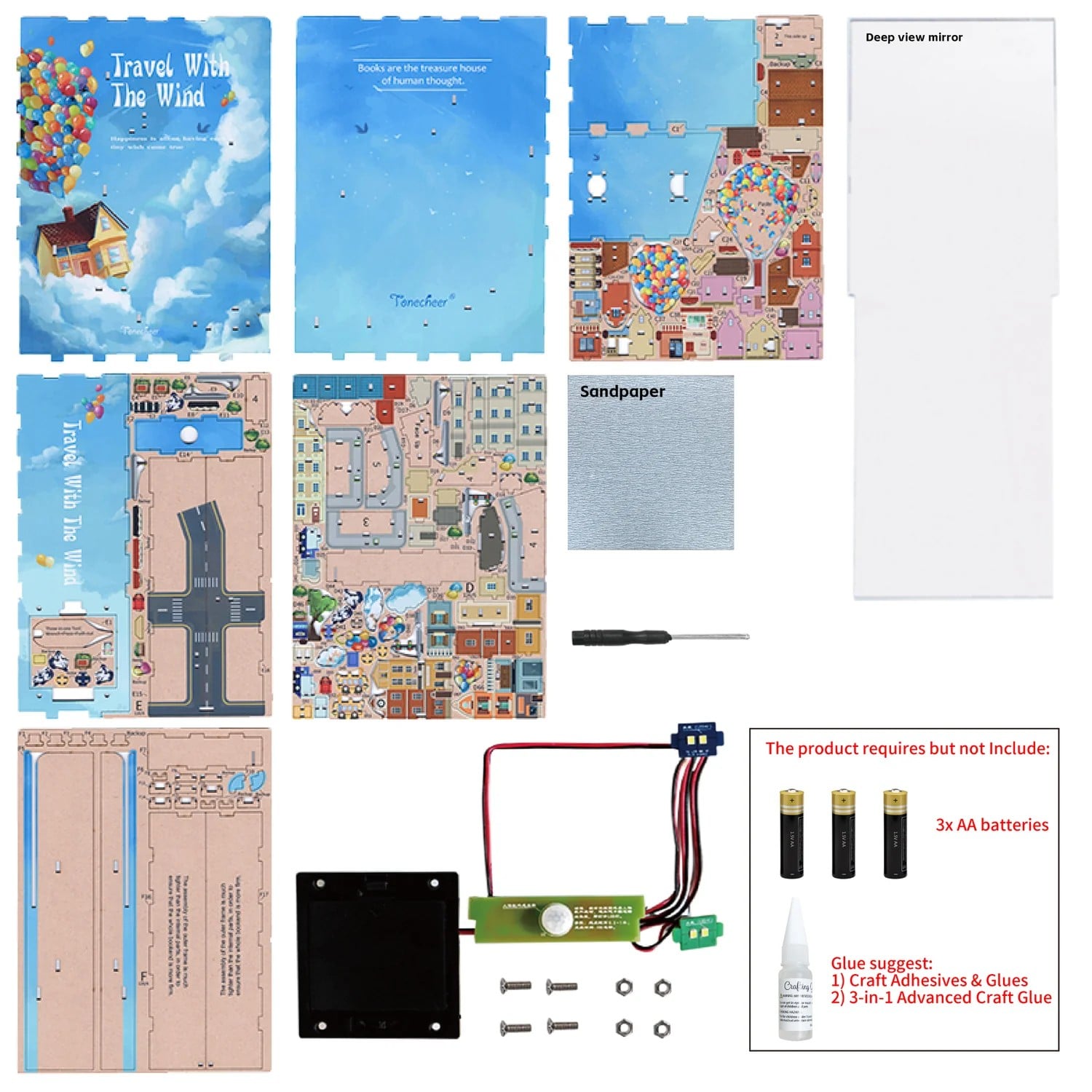 BOOK NOOK KIT - DIY- Travel with the Wind - 143pcs + LED Light