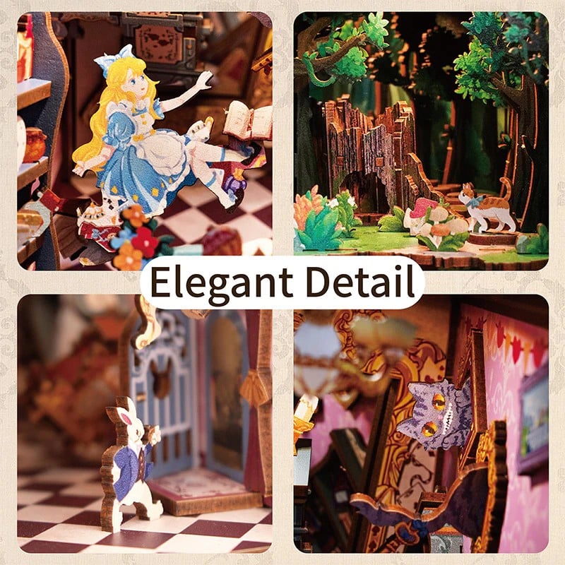 BOOK NOOK KIT - DIY- Alice in Wonderland - 184pcs + LED Light