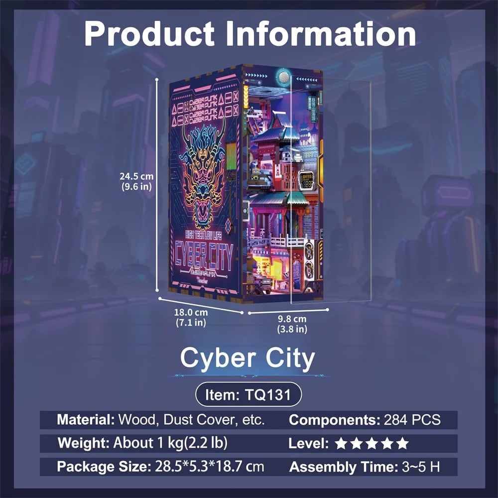 BOOK NOOK KIT - DIY- Cyber City - 284pcs + LED Light