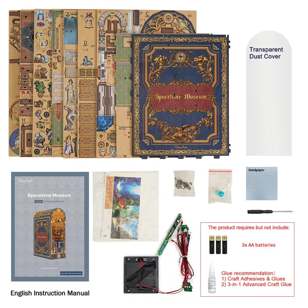 BOOK NOOK KIT - DIY- Spacetime museum - 279pcs + LED Light