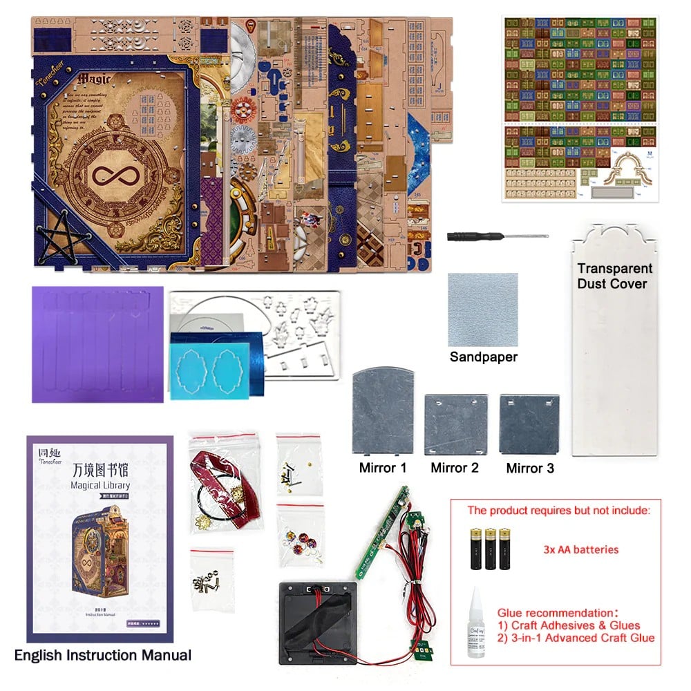 BOOK NOOK KIT - DIY- Magical library - 521pcs + LED Light