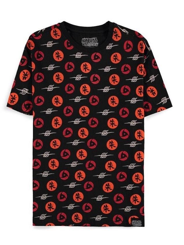 NARUTO SHIPPUDEN - Naruto Symbols - Men's Black T-shirt (XL)