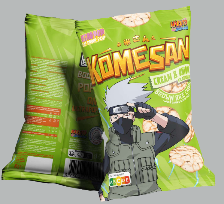 NARUTO SHIPPUDEN - Komesan 'Rice Crips' - Kakashi - 60g - Onion Cream