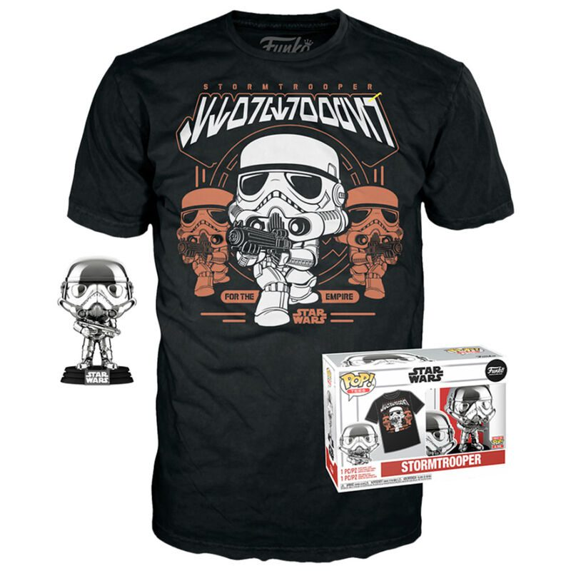 STAR WARS - POP N° 296 - Stormtrooper "Chrome" + Tee (L)