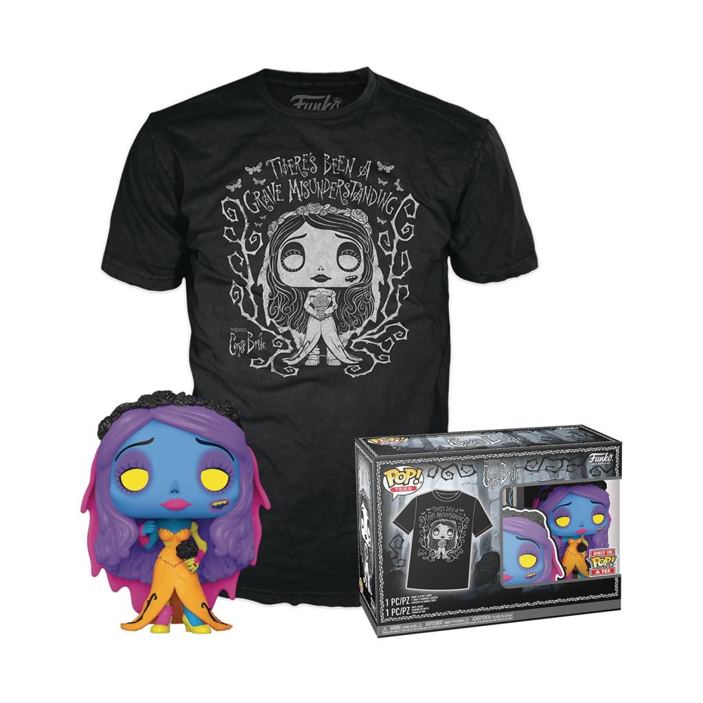 CORPSE BRIDE - Booble Head POP N° 1370 - Emily (BLKLT) + Tee (S)