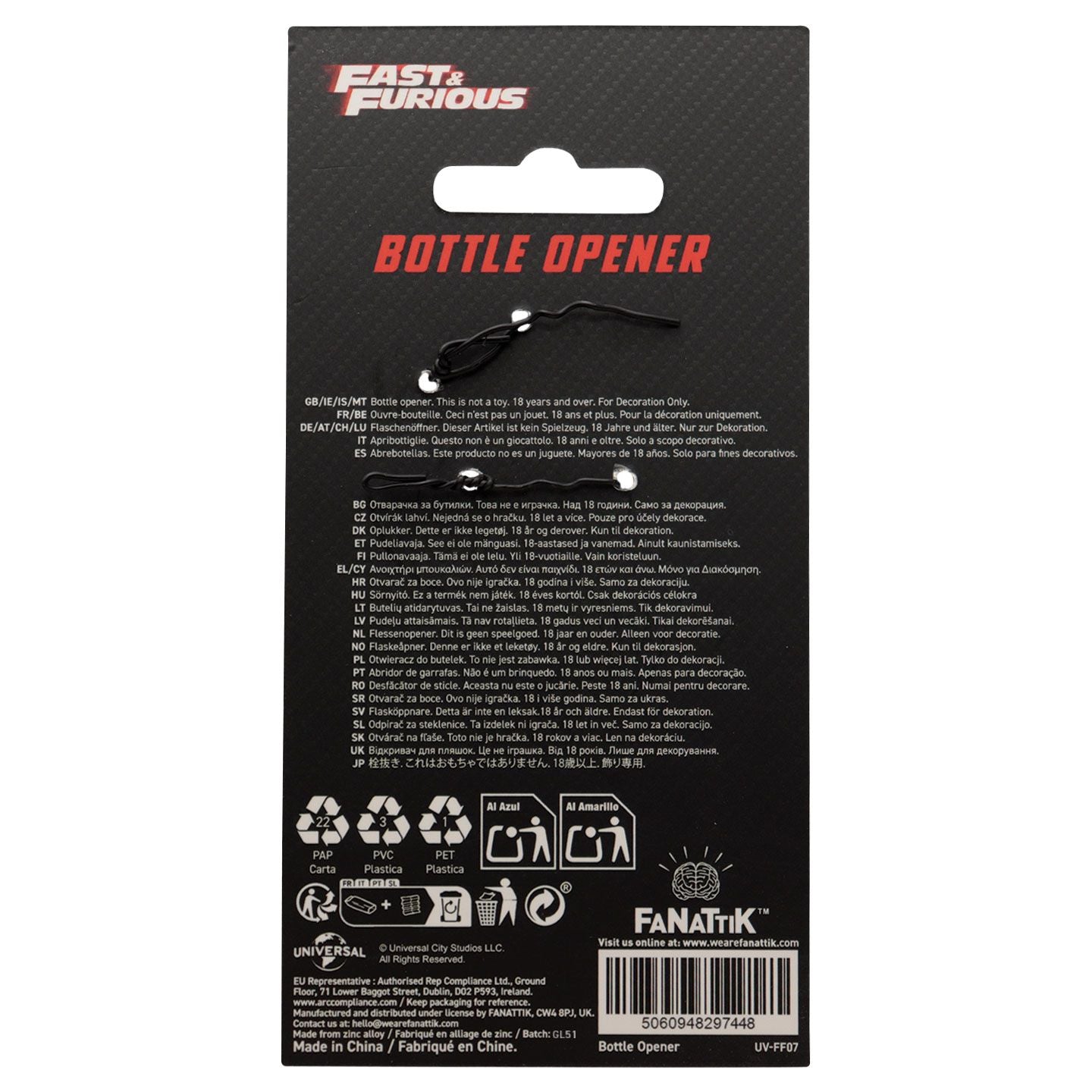 FAST & FURIOUS - Magnetic Wrench - Bottle Opener