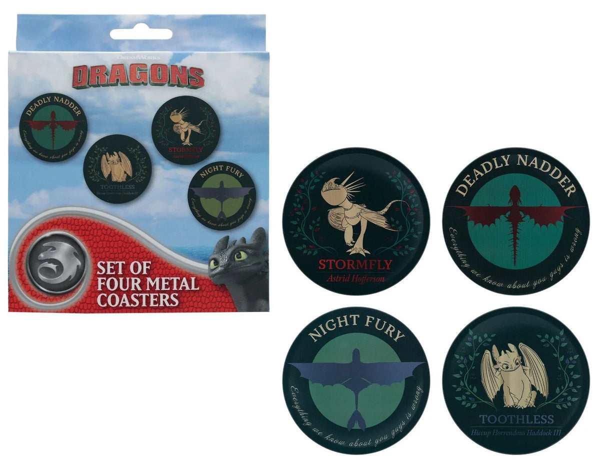 HOW TO TRAIN YOUR DRAGON - 4 Embossed Metal Coasters