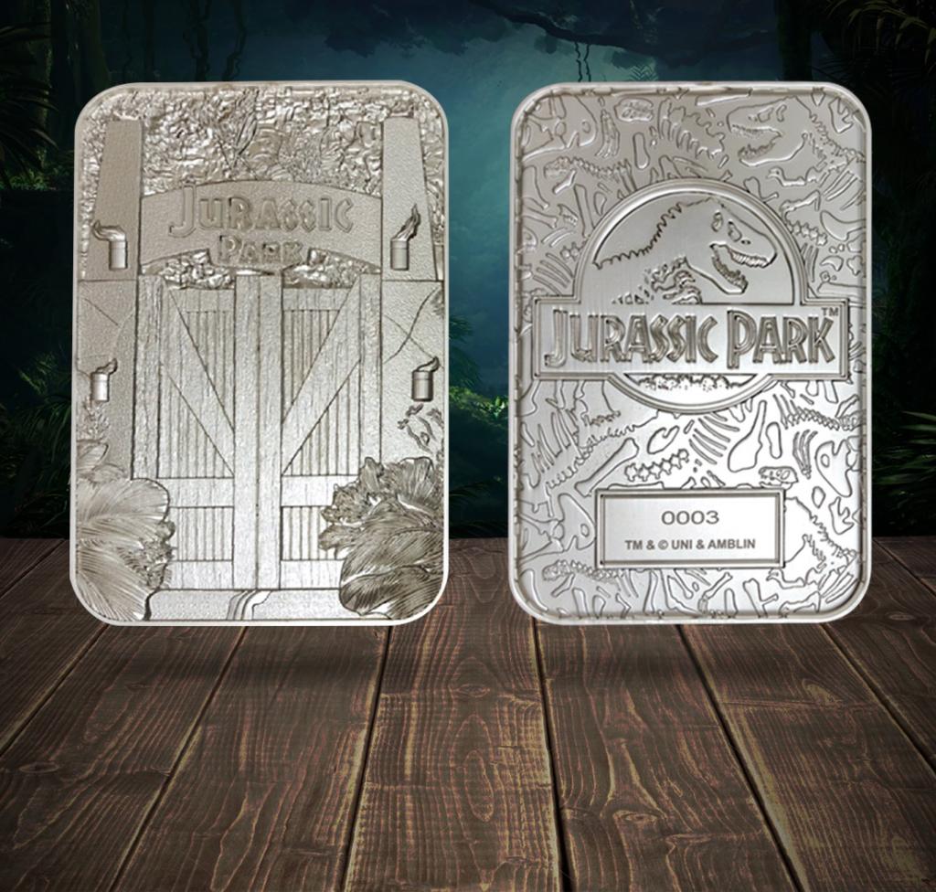 JURASSIC PARK - Entrance Gates - Silver Plated Collector Ticket