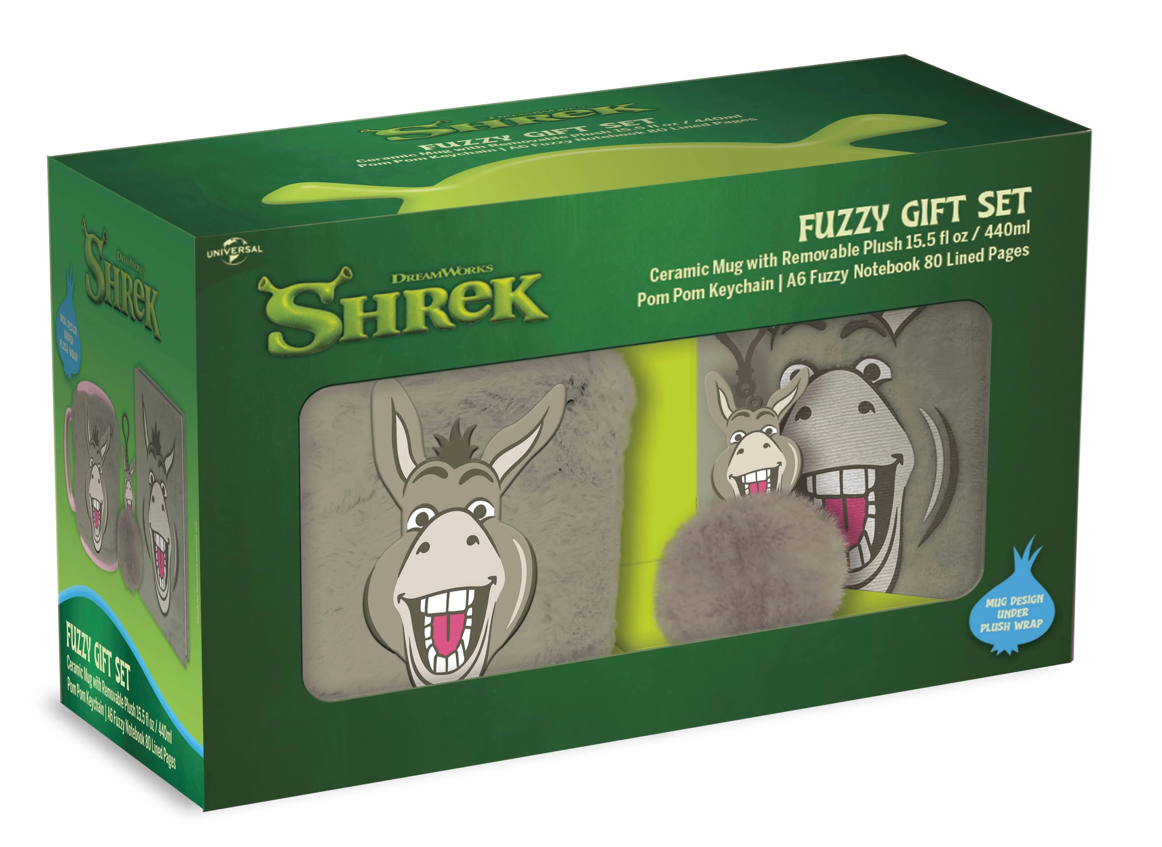 SHREK - Donkey - Fuzzy Gift Set - Notebook + 14,9oz Mug + Keychain