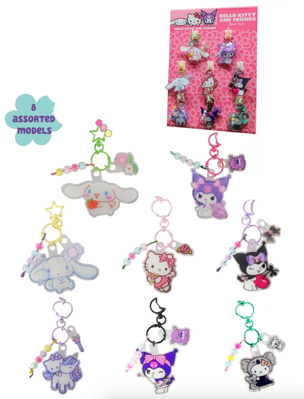 HELLO KITTY & Friends - Display of 16 Keyrings