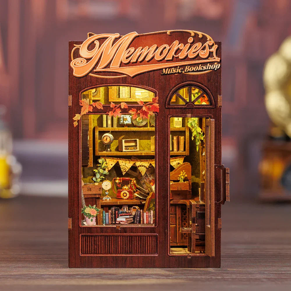 BOOK NOOK KIT - DIY - Memories Music Bookshop - 136pc + LED Light
