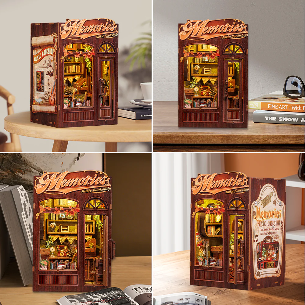 BOOK NOOK KIT - DIY - Memories Music Bookshop - 136pc + LED Light
