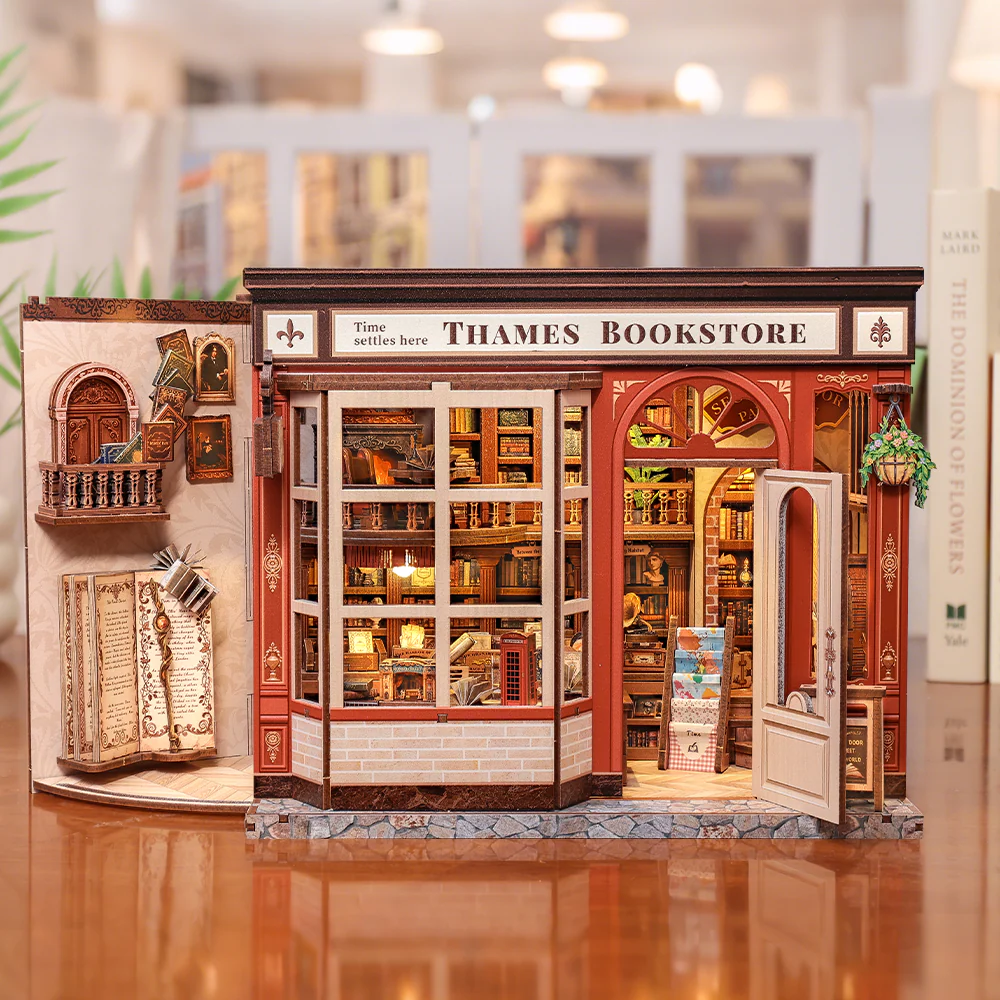 MINIATURE HOUSE - DIY- Thames Bookstore - 343pc + LED Light