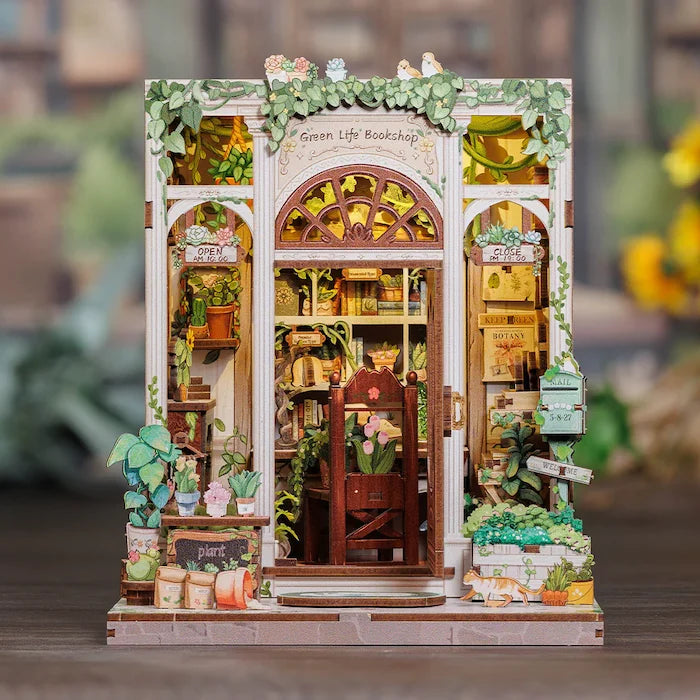 MINIATURE HOUSE - DIY - Green Life Bookshop - 196pc + LED Light