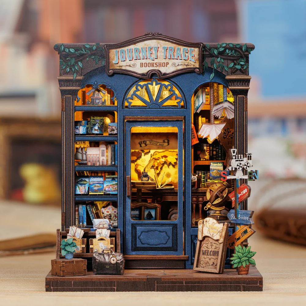 MINIATURE HOUSE - DIY - Journey Trace Bookshop - 241pc + LED Light