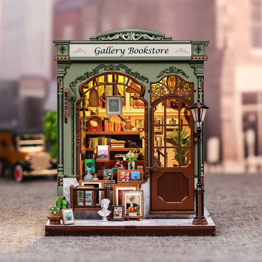 MINIATURE HOUSE - DIY- Gallery Bookstore - 246pc + LED Light