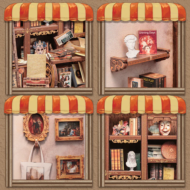MINIATURE HOUSE - DIY - Drama Bookshop - 253pc + LED Light
