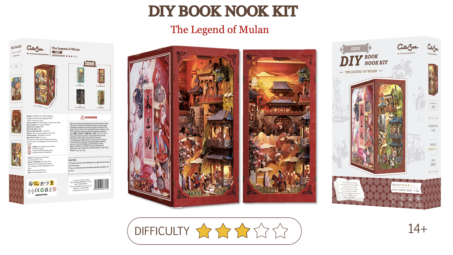 BOOK NOOK KIT - DIY - The Legend of Mulan - 298pc + LED Light
