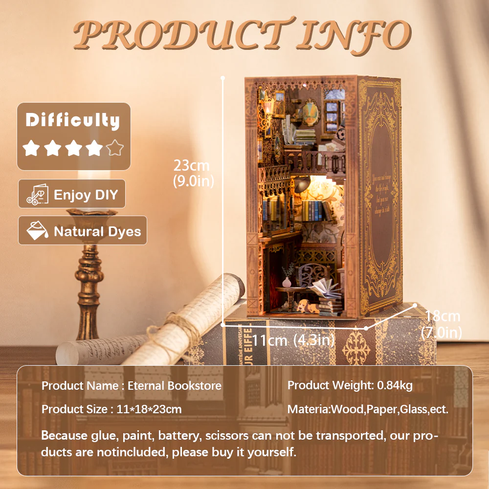 BOOK NOOK KIT - DIY - Eternal Bookstore - 172pc + LED Light