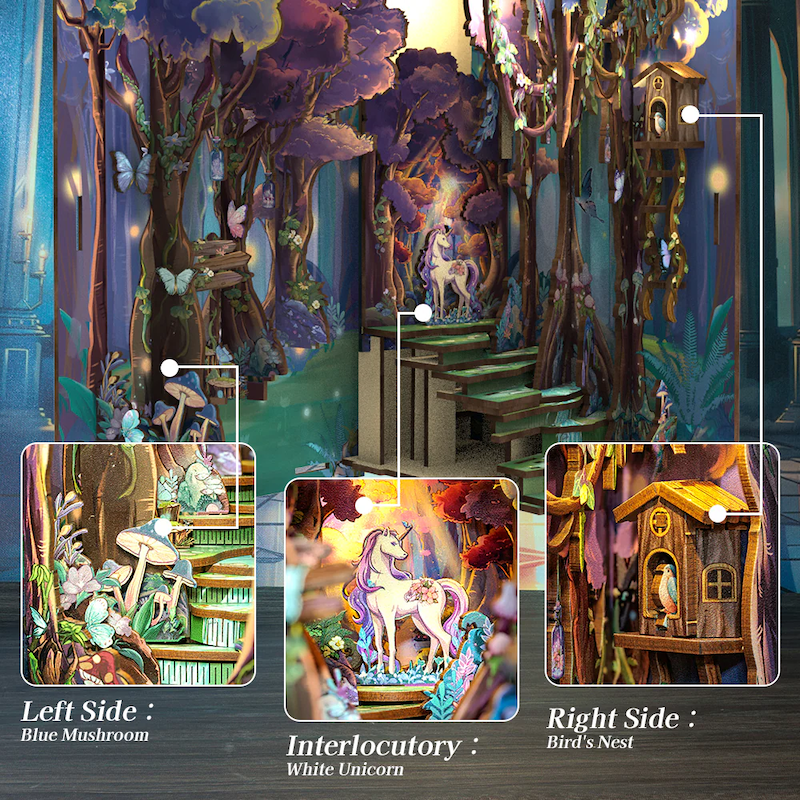 BOOK NOOK KIT - DIY - The Grace of the Forest - 89pc + LED Light