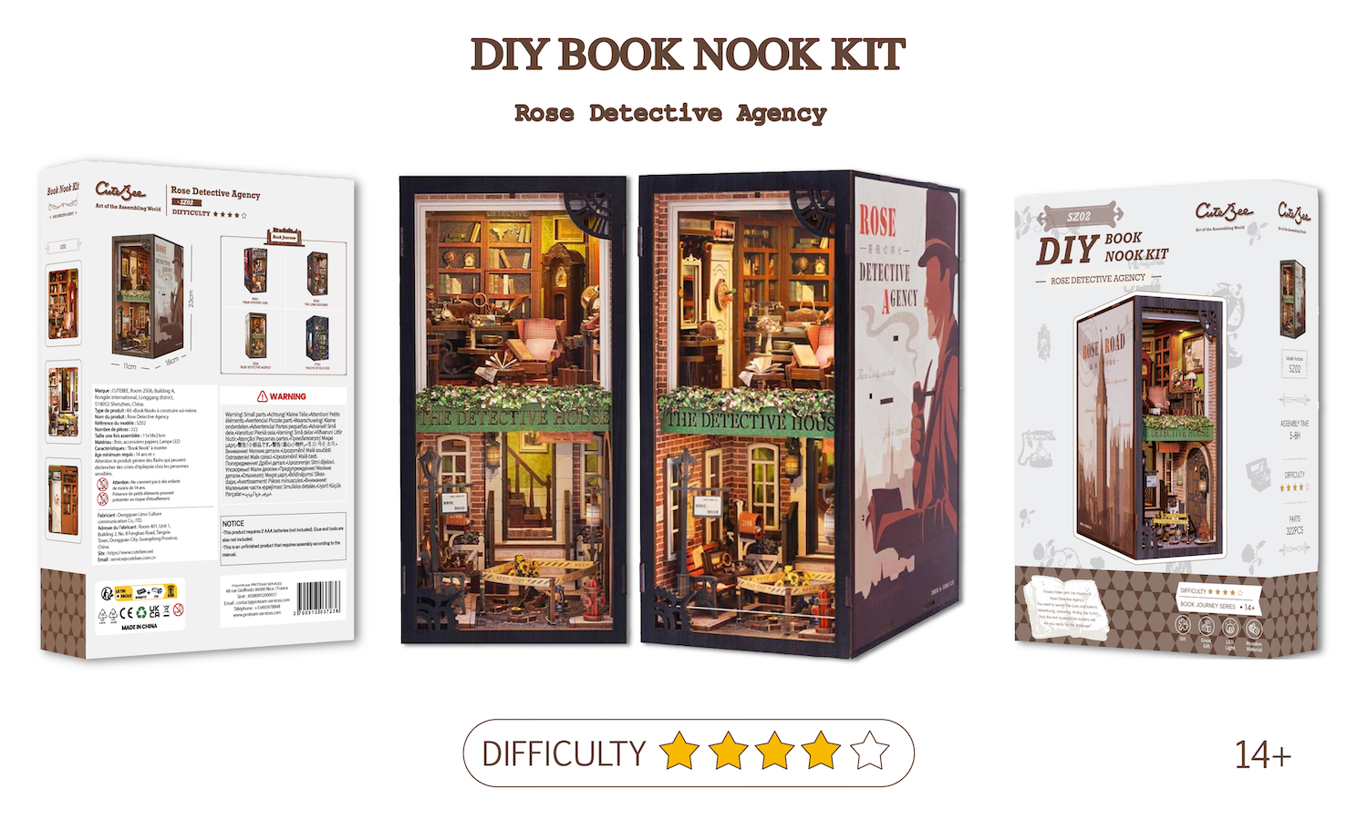 BOOK NOOK KIT - DIY - Rose Detective Agency - 322pc + LED Light